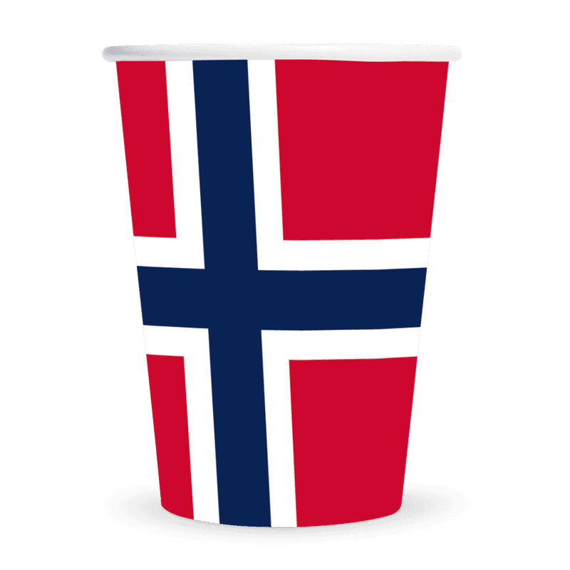 Pappkopper norske flagg 2,1 dl – 8 stk