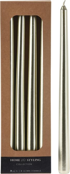 Hovedbilde Kronelys Champagne metallfinish 4 stk