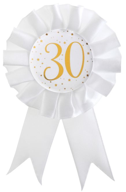 Hovedbilde Rosett 30 år hvit/gull