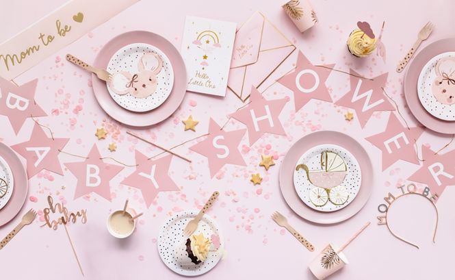 Hovedbilde Girlander Babyshower rosa stjerner – 2,9m