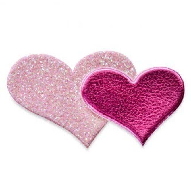 Hovedbilde Doble Glitter Hjerte Rosa 12 stk