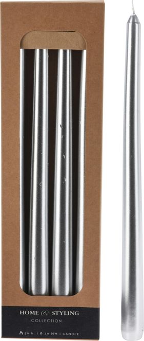 Hovedbilde Kronelys Sølv metallfinish 4 stk