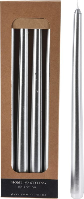 Kronelys Sølv metallfinish 4 stk