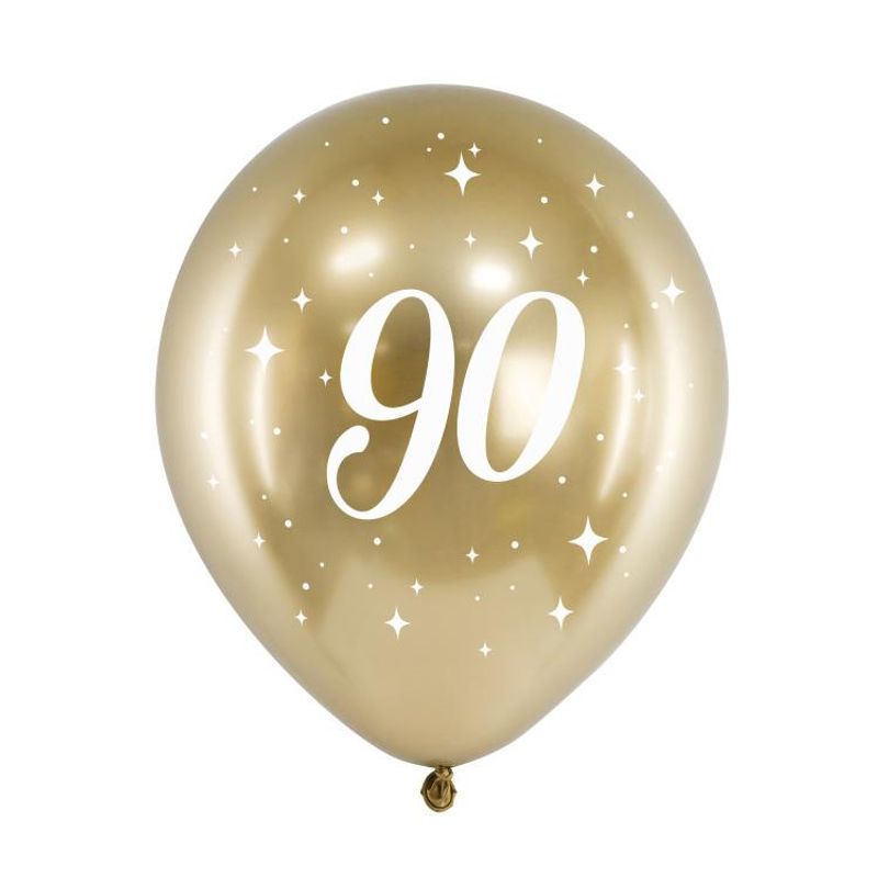 Ballonger 90 år Gull 30 cm  6 stk