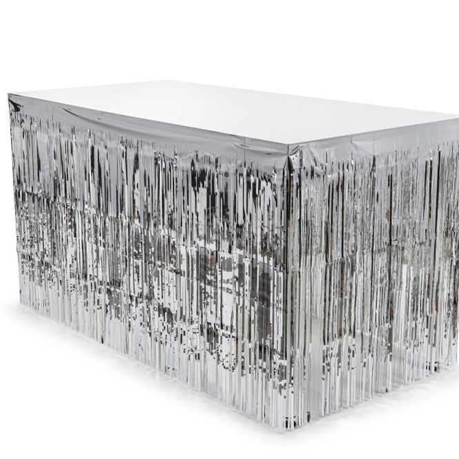 Hovedbilde Bordskjørt frynser sølv 300x80 cm