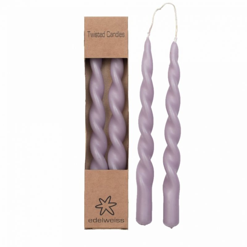 Kronelys Twisted pulver rosa 2 stk 24 cm