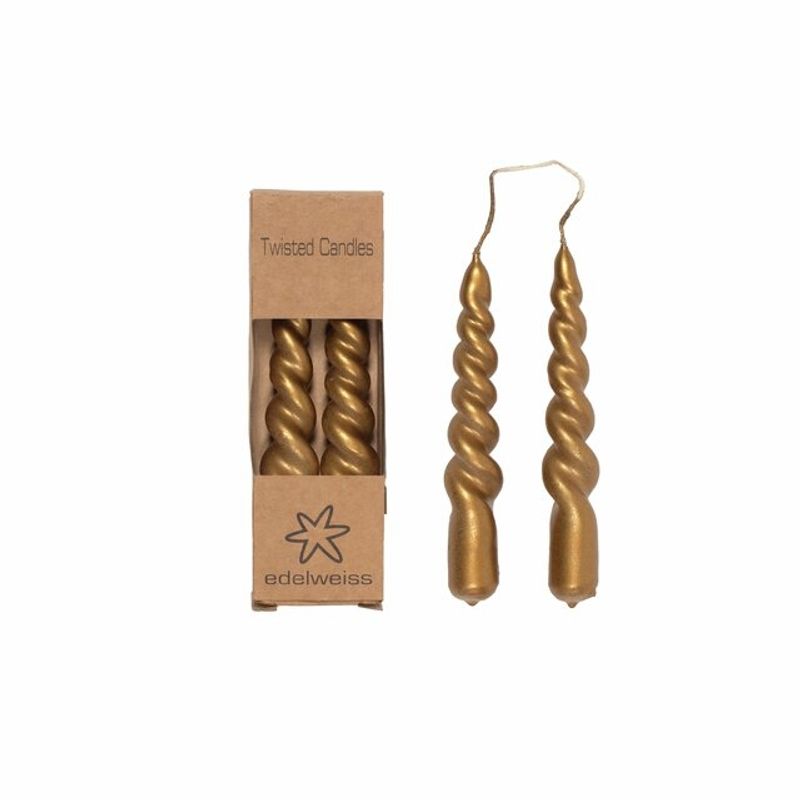 Kronelys Twisted gull 2 stk 14 cm (kort)