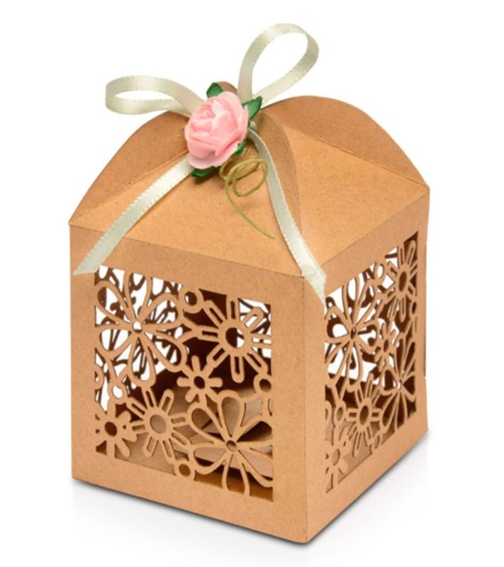 Blomster Brun Gaveeske - 10 stk