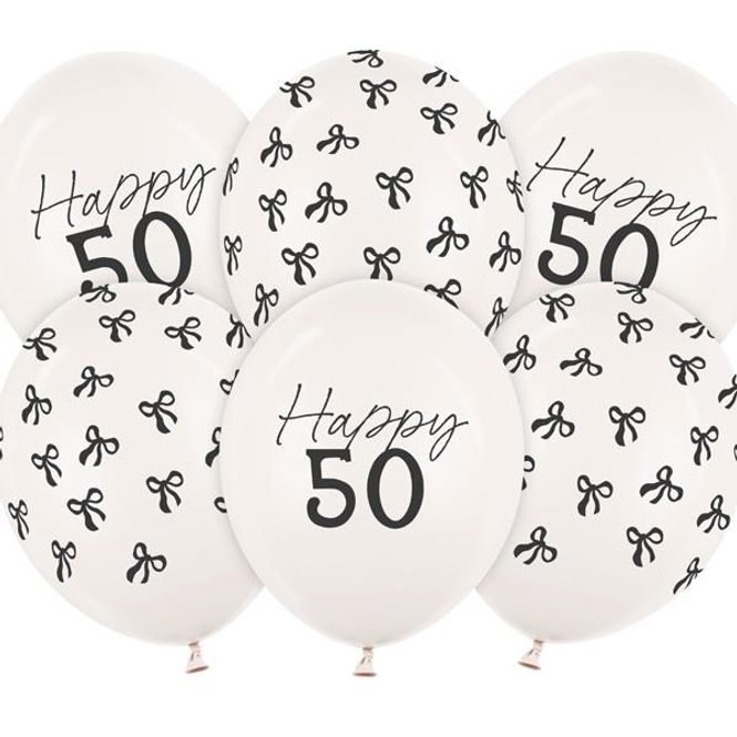 Hovedbilde Ballonger 30 cm, Happy 50, Pastel Offwhite (6 ...