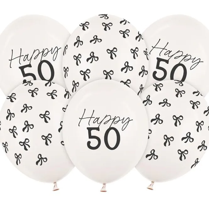 Hovedbilde Ballonger 30 cm, Happy 50, Pastel Offwhite (6 ...
