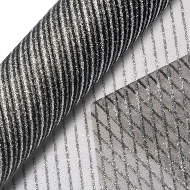 Hovedbilde Organza Silver Line Sort 10m
