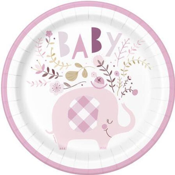 Hovedbilde Tallerkener Pink Floral Elephant 23cm