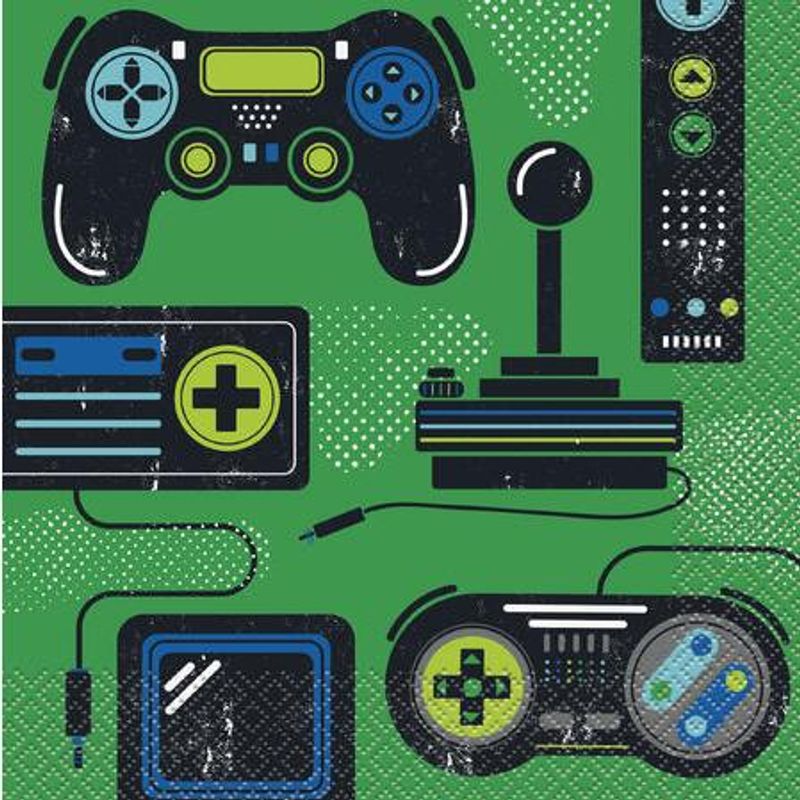 Servietter Gamer Birthday, 33 x 33 cm (16 stk)