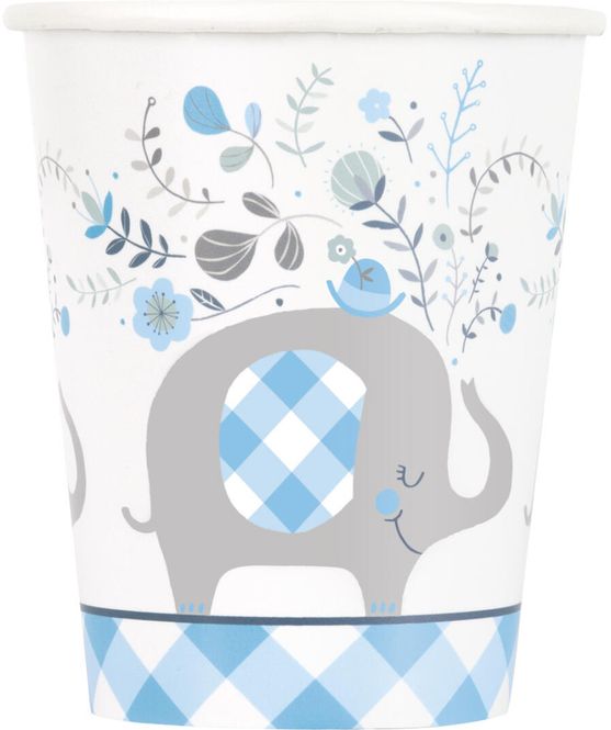 Hovedbilde Pappkopper Blue Floral Elephant  8 stk.