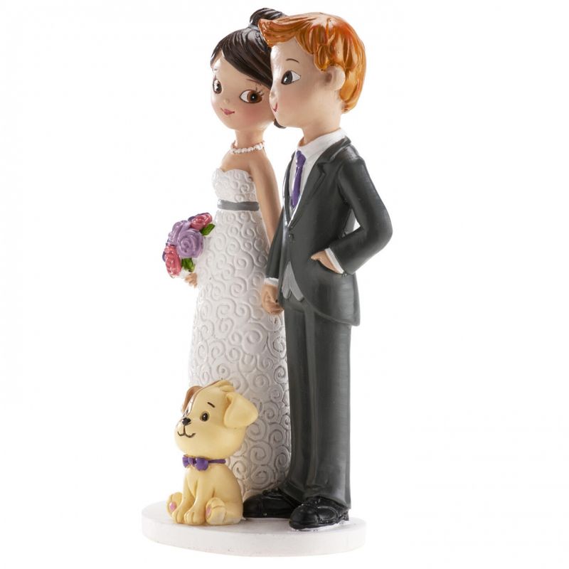 Brudepar med hund  Kakefigur (16 cm)