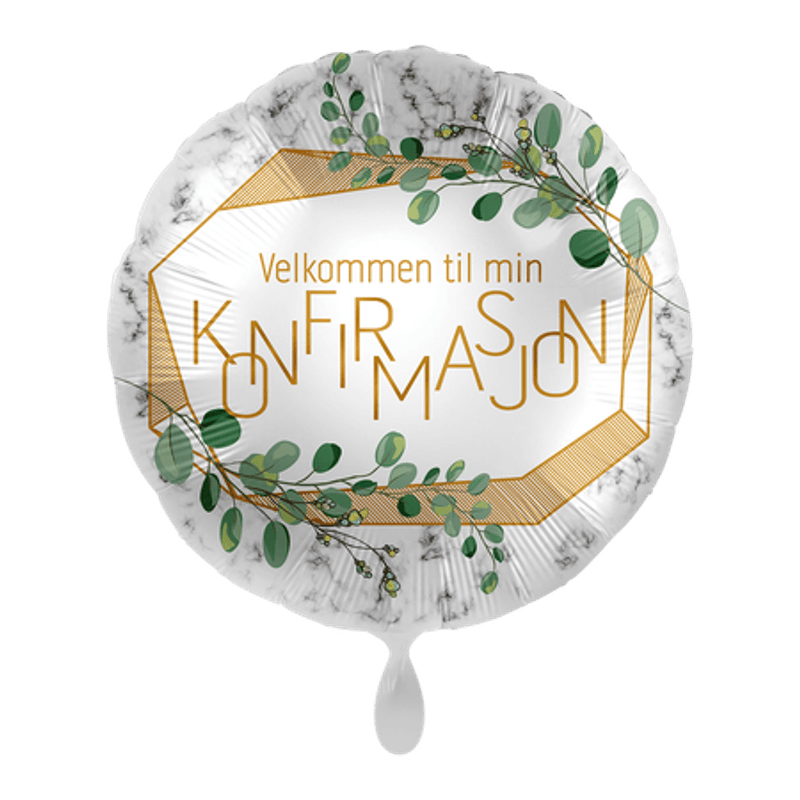 Folieballong Velkommen til min konfirmasjon, grønn, 43 cm