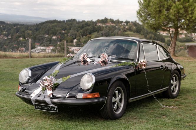 Hovedbilde Bilpynt bryllup rosegull – sløyfer, bånd og ...