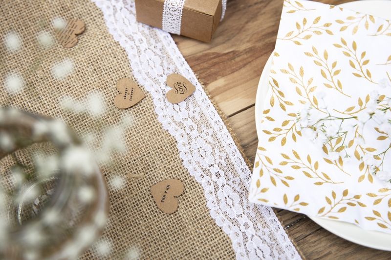 Bordløper Jute Blondekant